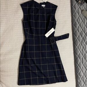 Calvin Klein Navy Checkered Mini Dress